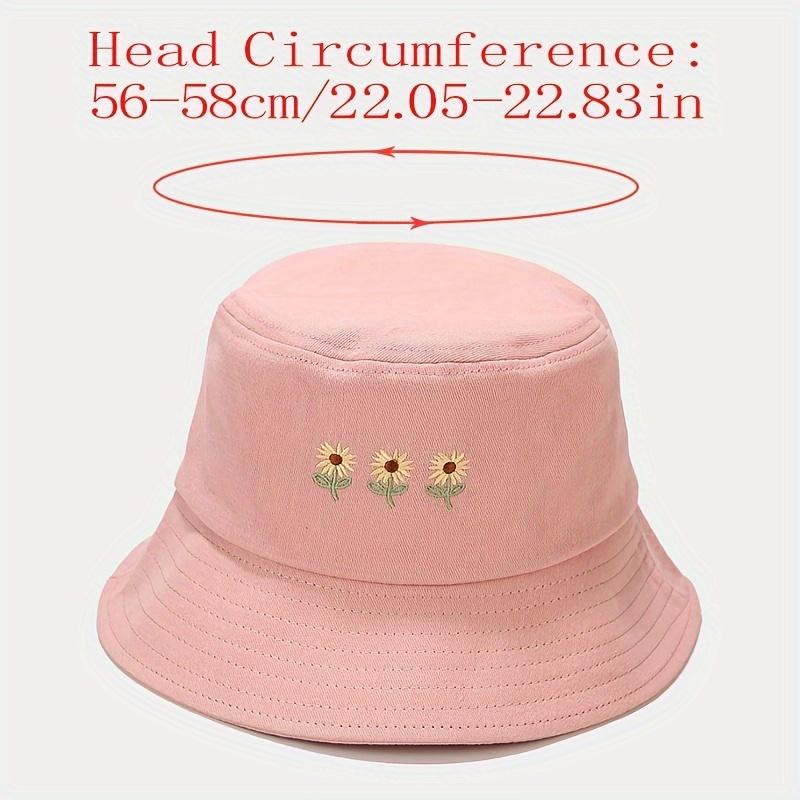 1pc Sunflower Embroidered Bucket Hat Simple Literary Style Basin Hat Summer Thin Sun Hat For Women