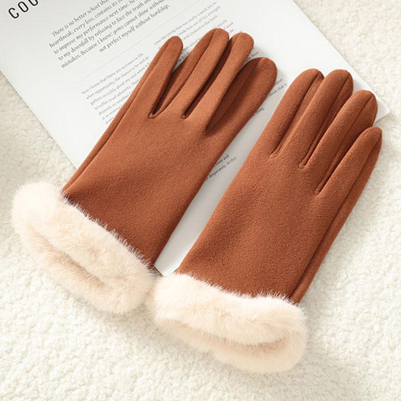 Women Cute Lovely Sweety Winter Keep Warm Touch Screen Add Velvet Windproof Gloves Cycling Solid Spontaneous Fever
