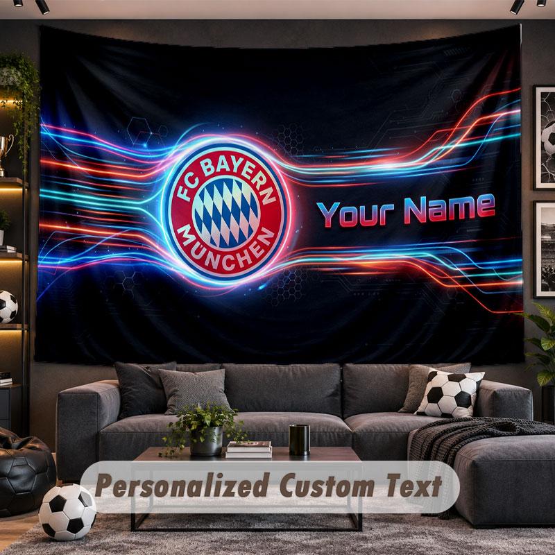 Wall Hanging Tapestry Custom NameBayern Munich Pattern Personalized Printed Fabric Wall Decor