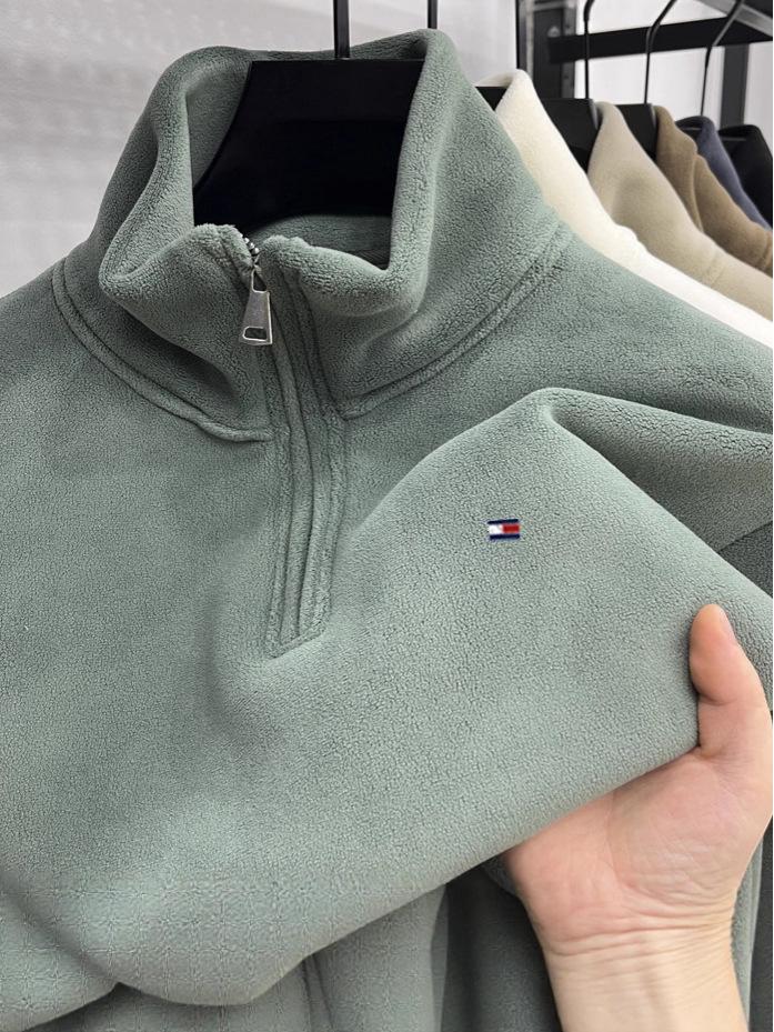 Tommy Herren Polarfleece Reißverschluss Hoodie - Herbst/Winter Sherpa Jacke, Warmer Pullover Basisschicht für mittleres und junges Alter