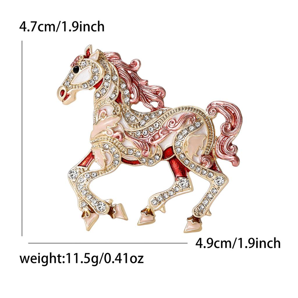 Retro frisches und süßes Temperament diamantbesetzte niedliche Pony-Tierbrosche vielseitiges Kleiderzubehör Corsage