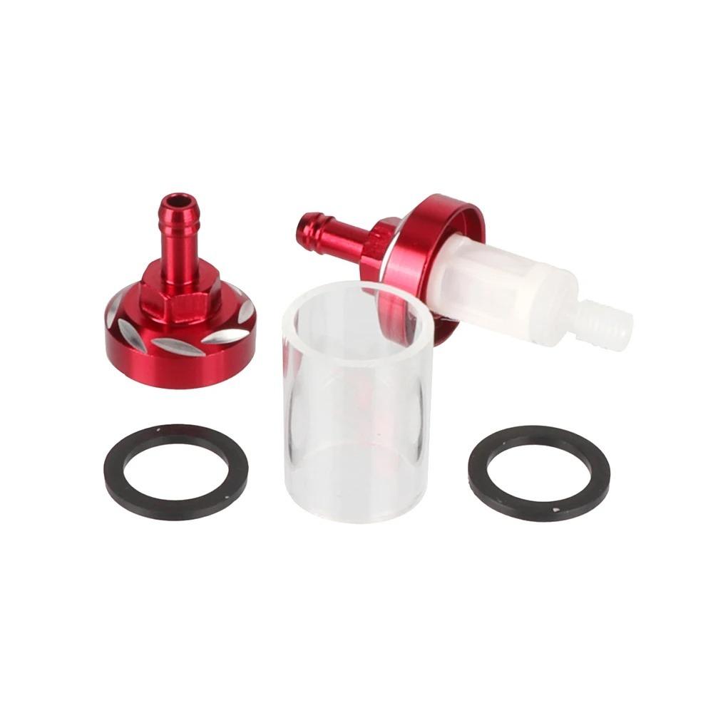 Motorcycle Gasoline Filter 8mm CNC Aluminum Universal Alloy Glass Gas Fuel for Motocross Bike ATV Quad Parts Accessories