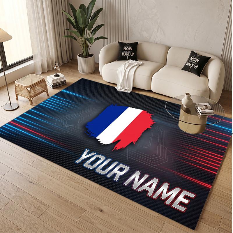 Personalized Crystal Velvet Carpet France National Football Team Pattern Non Slip Floor Rug