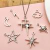Tibetan Silver Star and Moon Pendants for DIY Jewelry - Set of 20