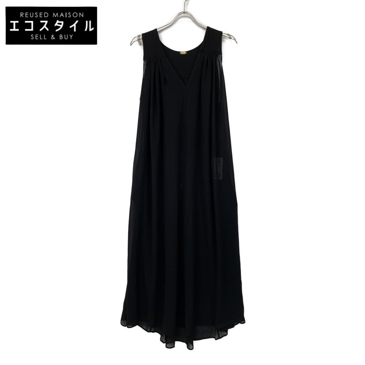 

Deuxieme Classe 25-040-500-4010 25-year-old black triacetate chiffon V-neck dress dress F blackUsed