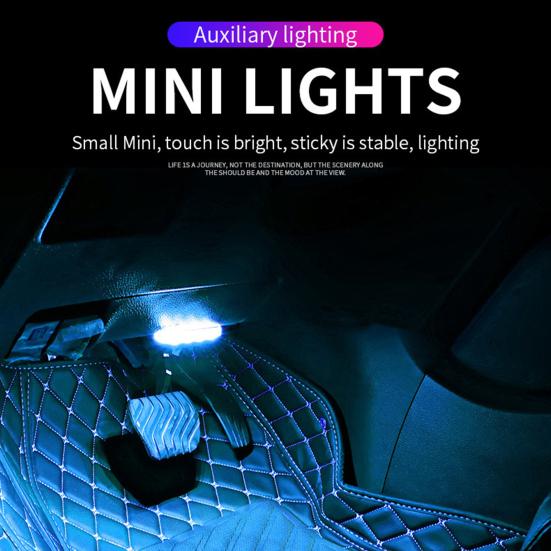 Auto LED světlo 7 barev měnící voděodolné proti poškrábání Mini velikost dobíjecí, dotykové ovládání, automatické vnitřní LED světlo