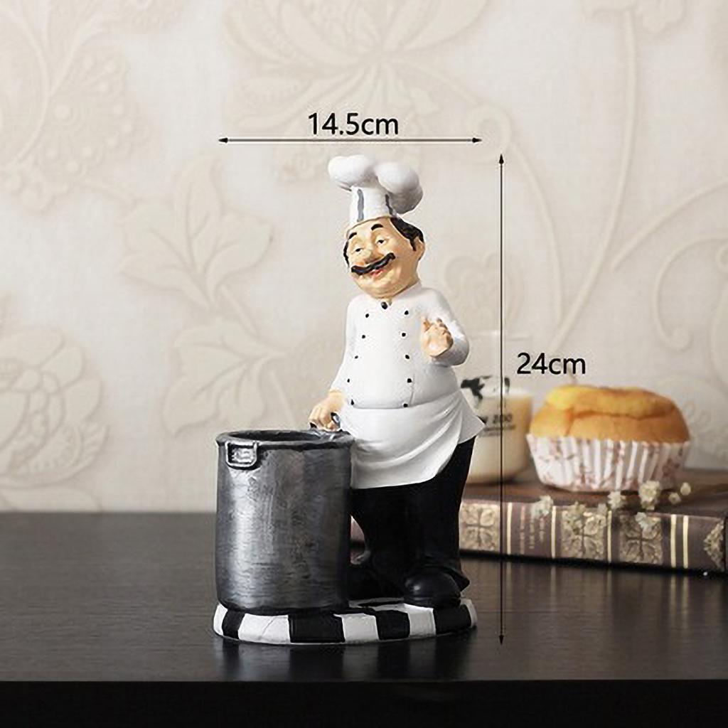Restaurant Resin Decor - Chef Figurine & Bar Ornaments for Cafe, Commercial Kitchen Decorations Durable Resin Craft