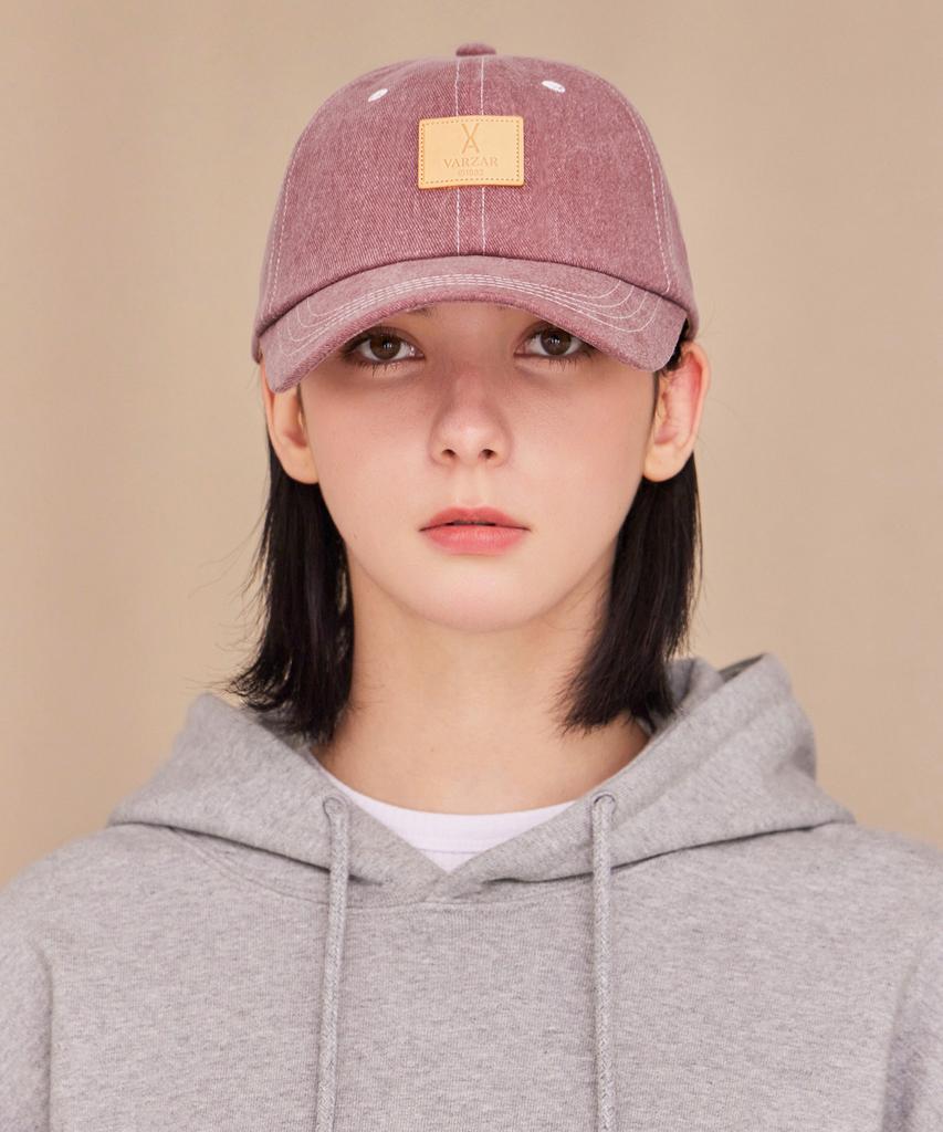 Bajal Va Square Pigment Label Ball Cap Red Bean