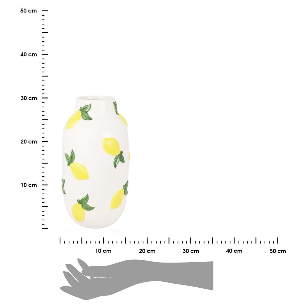 Ceramiczny Wazon Dekoracyjny Z Motywem Cytryn 29 Cm