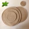 1 Stück Rund Vintage Natur Handgefertigt Leinen Tischset Getränkeuntersetzer Tassenisolierkissen Tischmatte Küchendekor