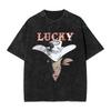 Lucky Luke Frau Männer Baumwolle Gewaschen Heißprägung Druck T-Shirt Harajuku Baumwoll-T-Shirt Herren Sommer Kurzarm-T-Shirts
