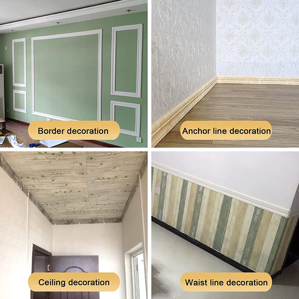 2M 3D Muurlijst Plintrand Zelfklevend Waterdichte Plint Muurstickers Schuimrand Voor Kamer Huisdecoratie