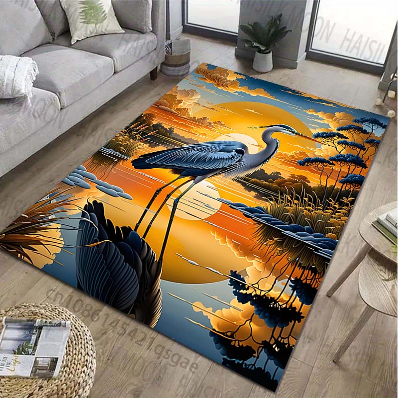 Heron 3D HD Print Large Area Carpet for Living Room Cartoon Childrens Bedroom Sofa Doormat Kitchen Floor Rug Anti-slip Decor Mat