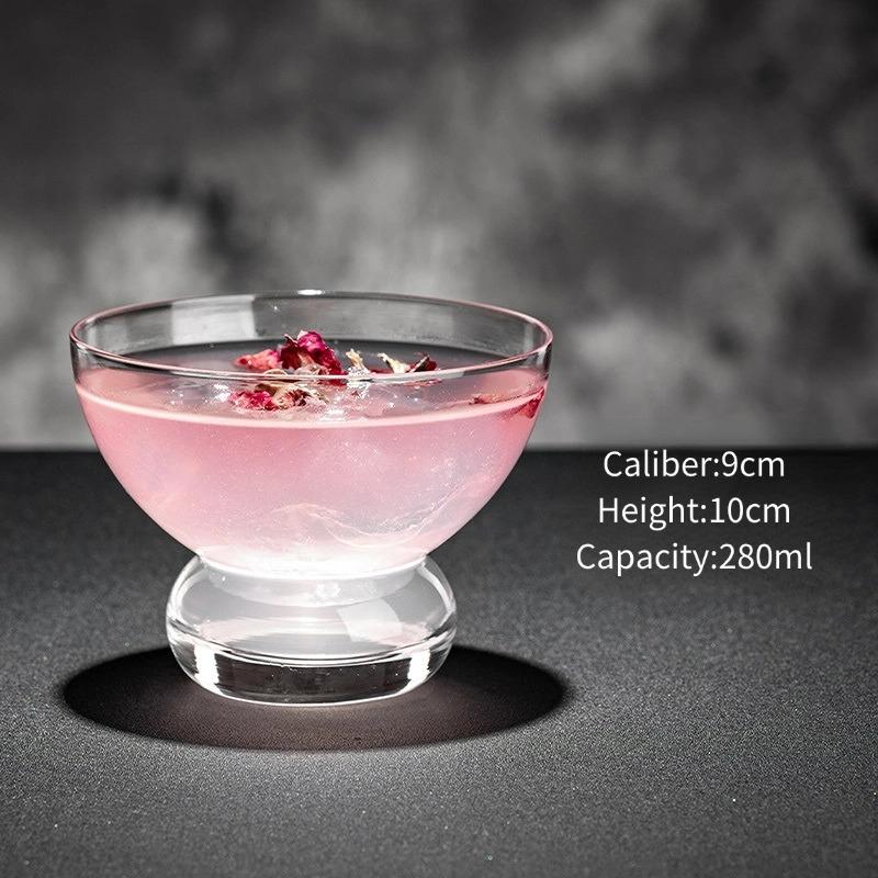 Japanese Style Light Wide Mouth Wine Glass, Elegant Beverages Cocktail Glass, Creative Drinking Glass Cup for Home Bar 1pc