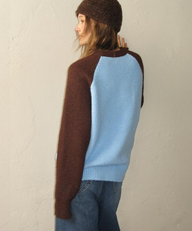 RONRON Wool Raglan Knit Sky Brown