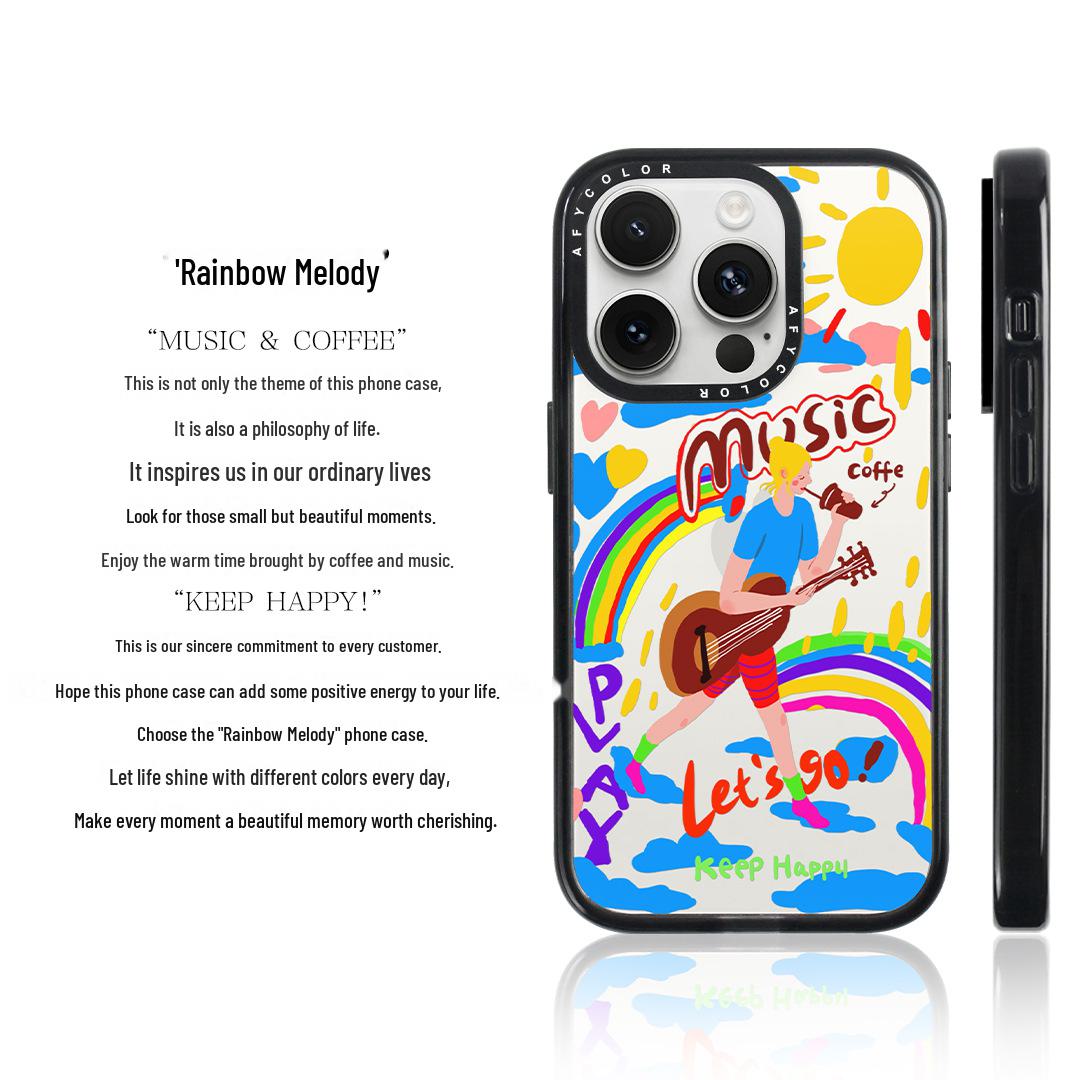 

Защитный чехол для iPhone 15 Pro Max с магнитной волной и защитой от падений, оригинальный дизайн Rainbow Melody — совместим с Apple 14 iPhone 16 Pro Max