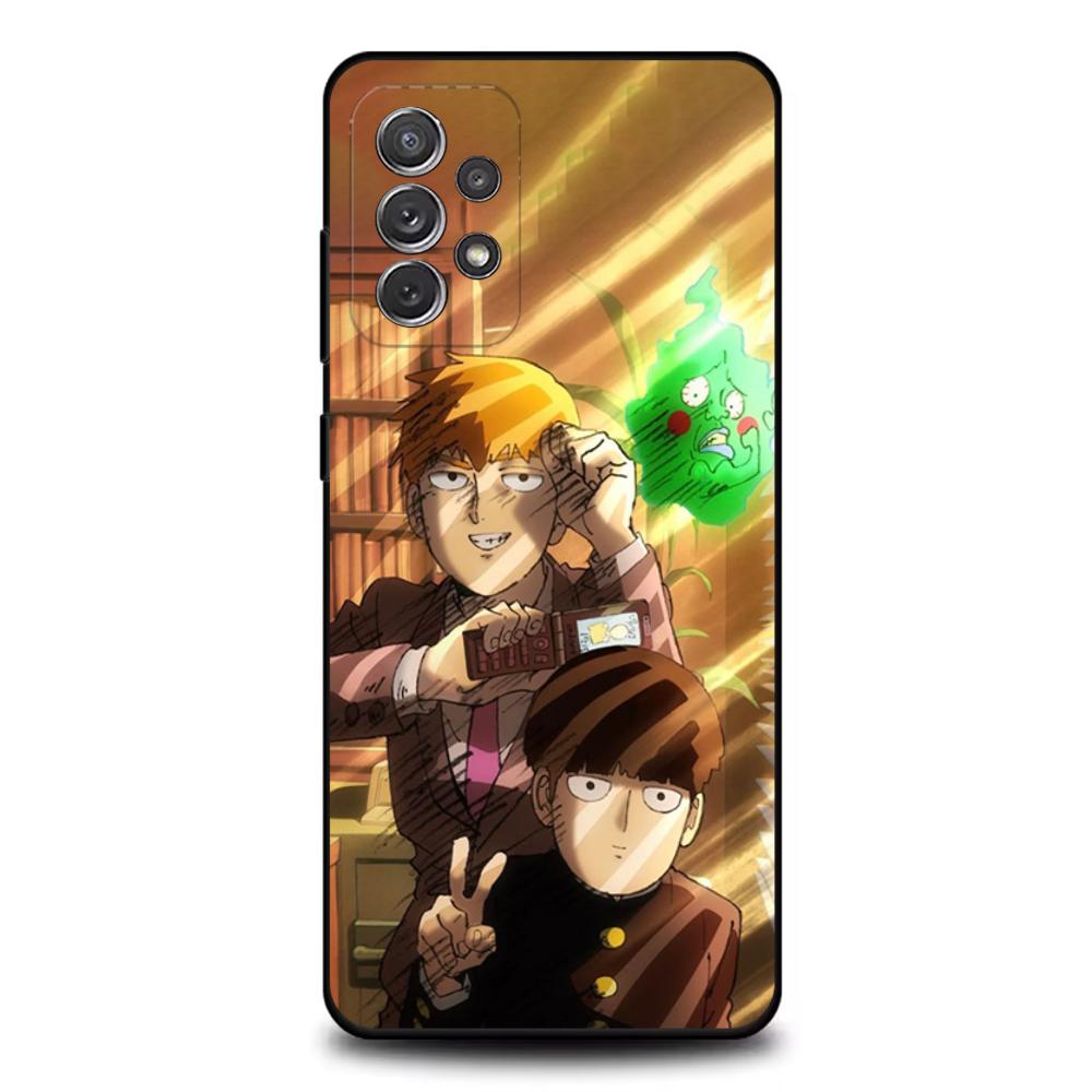 Mob Psycho 100 Cartoon Phone Case For Samsung S25,S24,S21,S22,S23,S30,Ultra,S20,Plus,Fe,Lite,Note,10,9,5G Black Cover