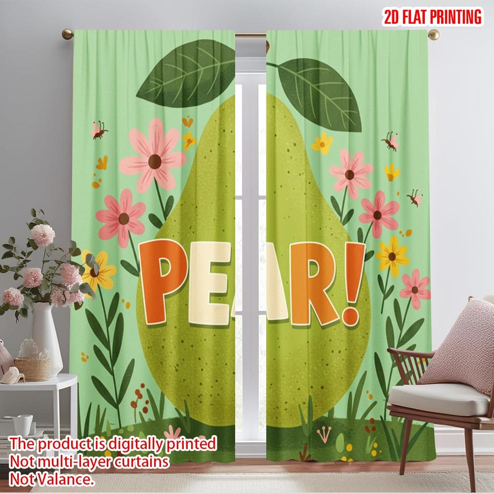 

2pcs 2D flat printing Drapes Pear Garden Floral Fabric Without Electricity Holiday Decorations for room decor aesthetic 52.50×116.00 CM 2pcs