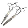 6.0" Damascus Pattern Left-Hand Hairdressing Scissors: Straight & Thinning Shears