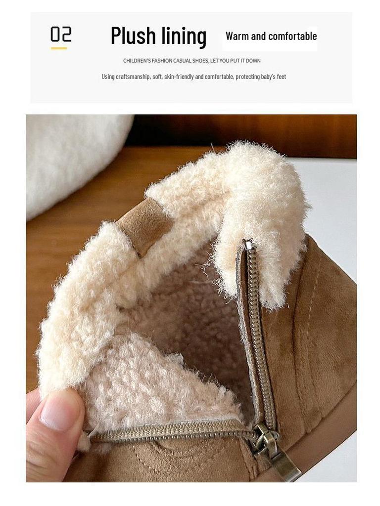 Warme Baumwoll-Kamel-Schneestiefel für Babys und Mädchen - Winter 2025 Edition mit zusätzlichem Samtfutter