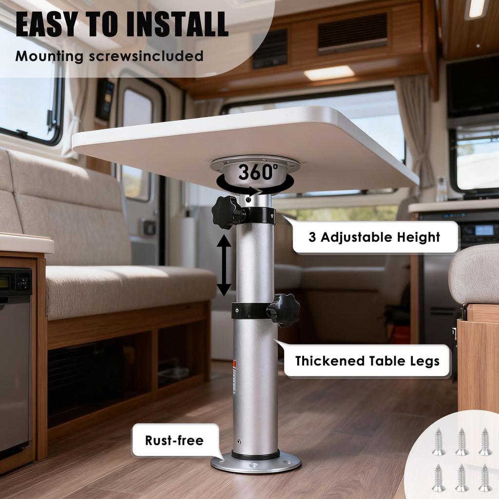 RV Table Pedestal Stand Leg Space Saving Table Pedestal Stand Base 3-Level Telescopic for Marine Boat Marine Yacht
