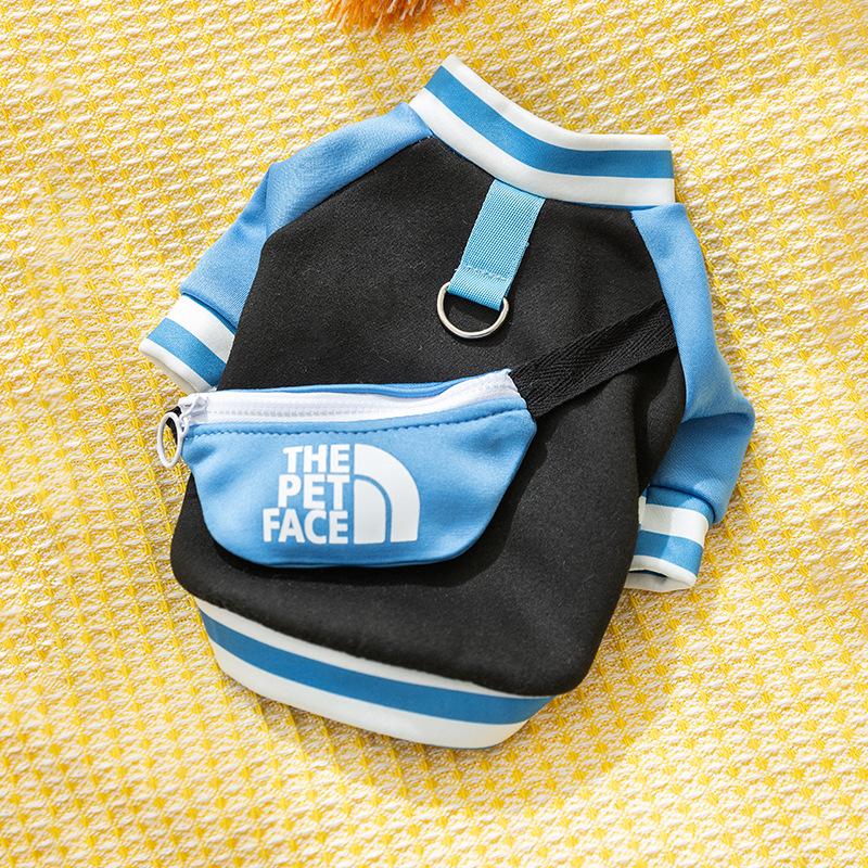 

Autumn and winter pet clothing contrasting color insert shoulder strap satchel into kitten small puppy two feet puppy dog cat sweater XXL (recommended weight 15-10kg) бонди синий