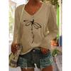Women's V-Neck Long-Sleeve T-Shirt - Layering Basic with Medium-Stretch Fabric, Opaque Casual Blouse for Spring Summer Fall,