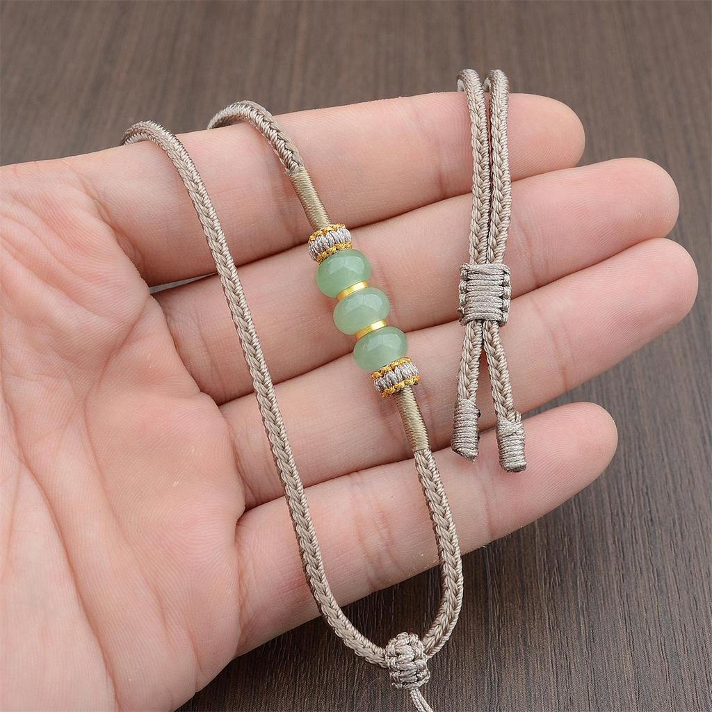 Handwoven Dongling Jade Pendant Lanyard: Thousand Li of Mountains and Rivers Outdoor Sports Necklace