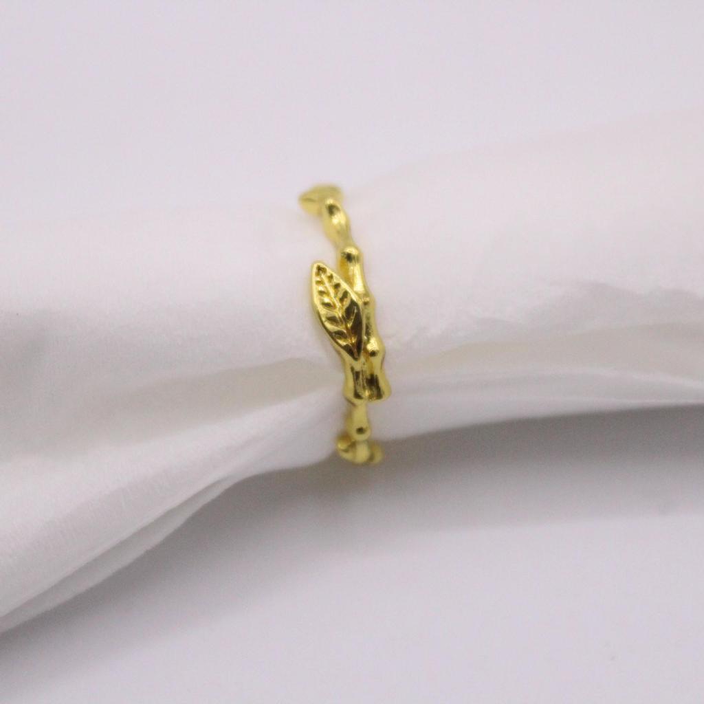 18K Gold Leaf-Shaped Ring: Creative European and American Women's Fashion Jewelry