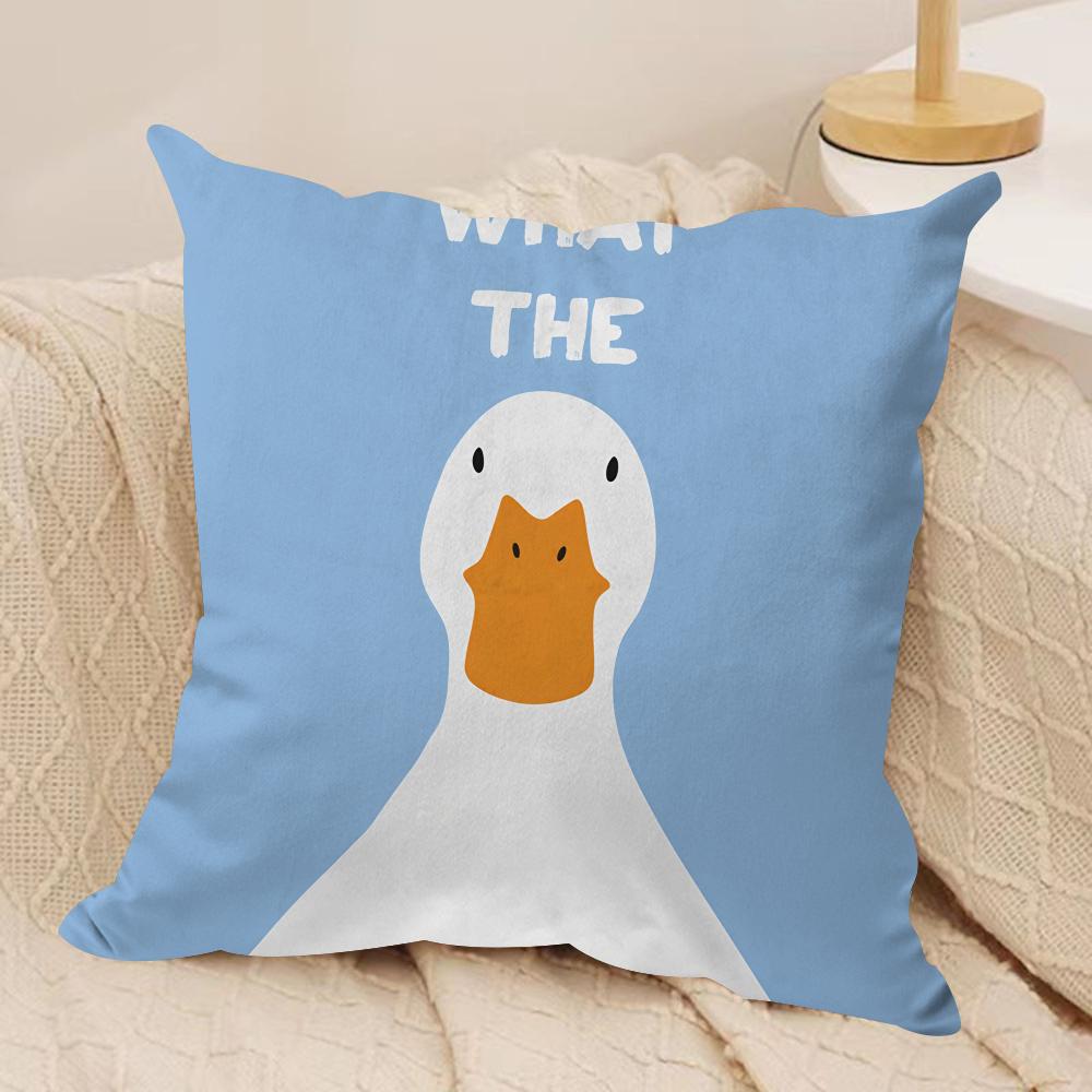 Funny What the Duck Art Cushion Cover Pillowcase Ultra Soft Skin Friendly Fabric Cloud Like Comfort  Concealed Zipper