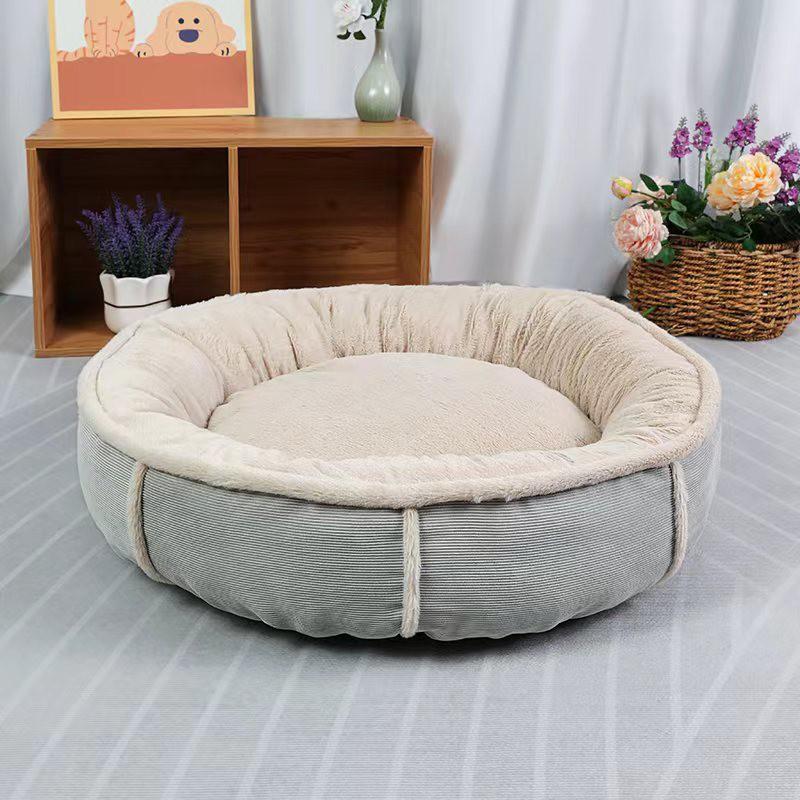 Pet Dog Bed Round Nest With Non-Slip Base Warm Soft Cushion Small Medium Dogs Cats All Season
