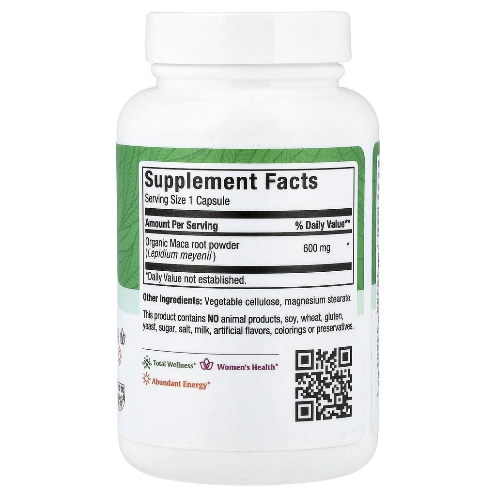 Maxi Health Organic Maca, Full Spectrum, 90 Capsules (600mg Per Capsule)