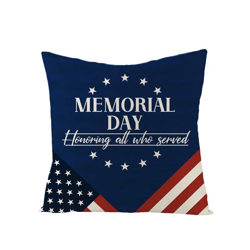 4th of July  Independence Day Decorations Cushion Cover American Flag Throw Pillow Cover Home Decorative Linen Pillow Case 45*45
