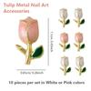 10Pcs Metal Tulips Nail Art Charms, 3D French Floral Flower Jewelry for Manicure Designs Decoration