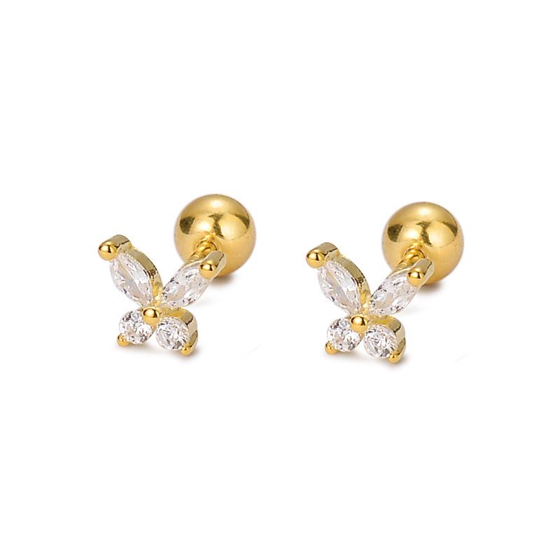 925 Sterling Silver Korean Mini Cute Butterfly Zircon Stud Earrings for Women Fashion Exquisite Jewelry Gifts