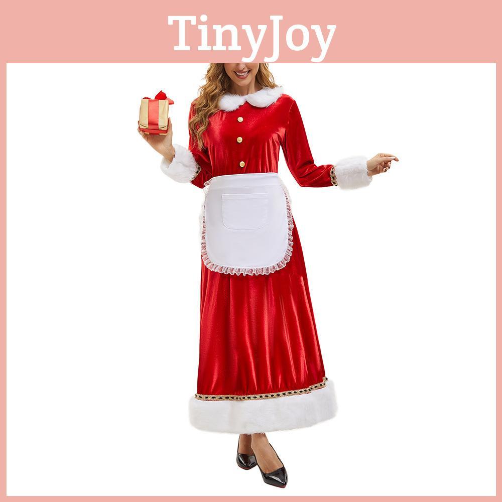 Christmas Santa Costume Dress For Adults With Polyester Fabric For Holiday Parties