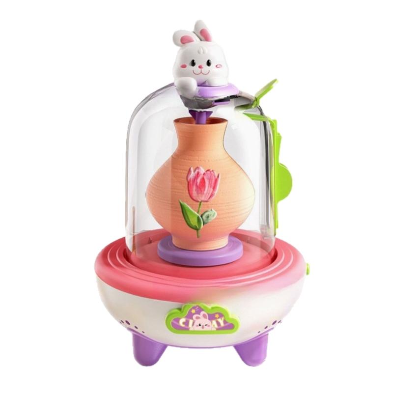 USB Charging Kids Pottery Wheel Craft Pottery Machine Toy For Children Creative Clay Modeling Family Activity Supply розовый