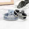 Rhinestone Embroidery Woven Bracelets Adjustable Rope Stackable Bangle For Women