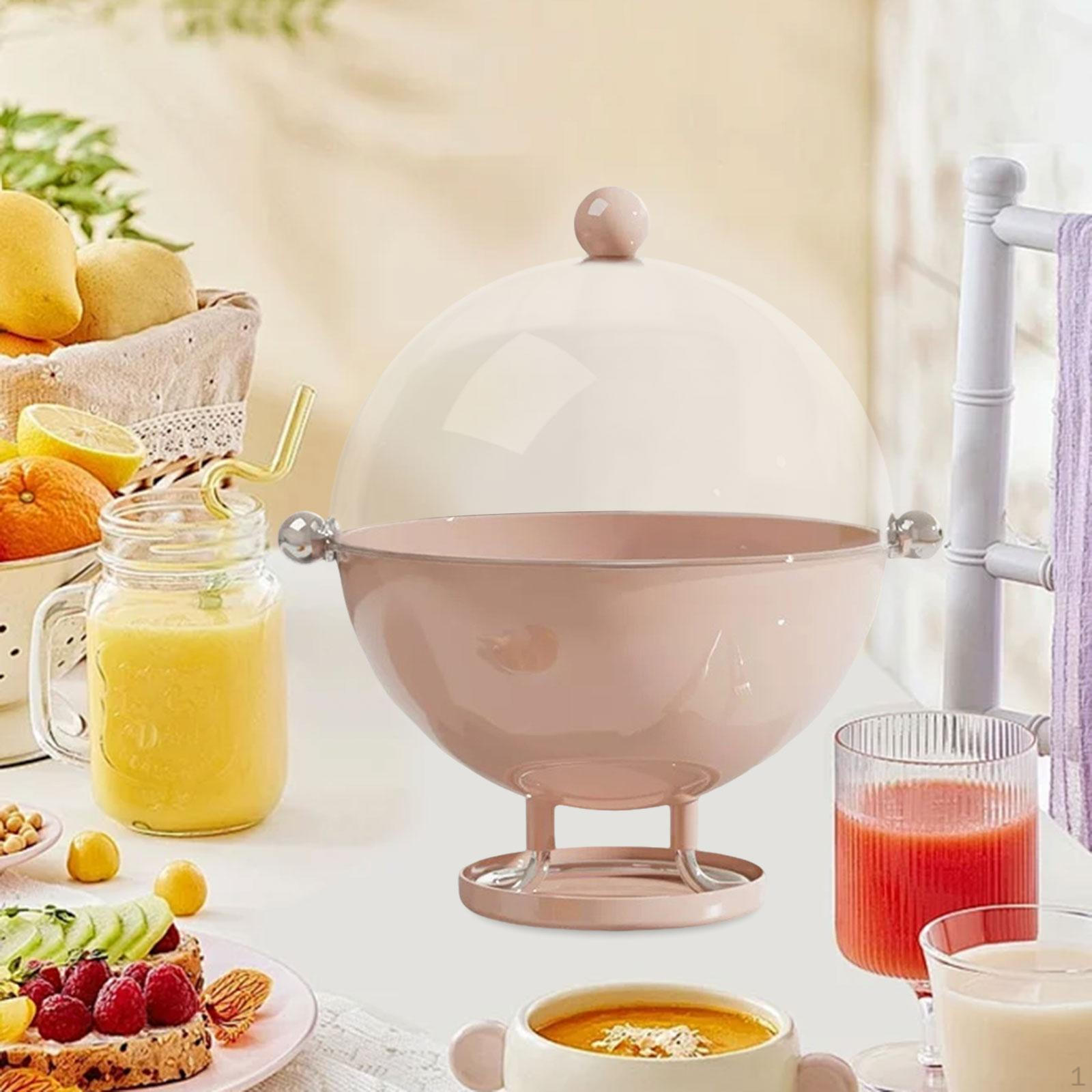 

Фруктовница с крышкой Прозрачная ваза на ножке Контейнер для хранения Корзина для обеденного стола Pink