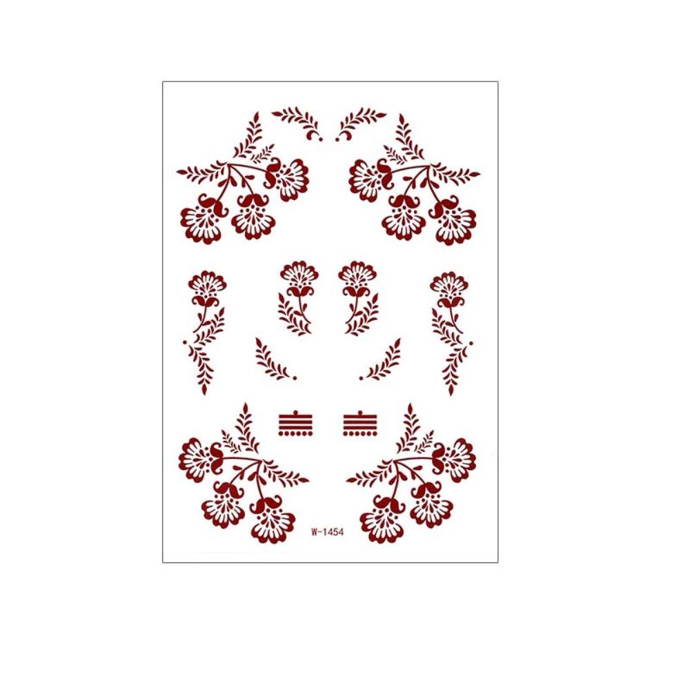 Lace Fake Tattoo Temporary Tattoo Legs Arm Red Henna Tattoo Decals Women/Lady