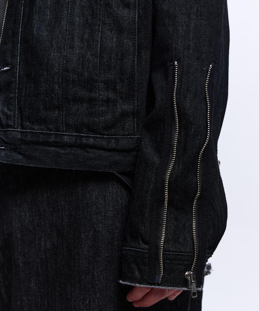 Rssc Stripe Mixed Denim Trucker Jacket - Black