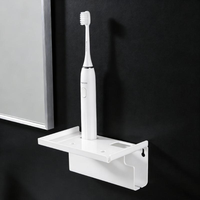 Wall Mounted Electric Toothbrush Holder Strong Adhesive Backing Toothbrush Stand Easy Installation Bathroom Accessory