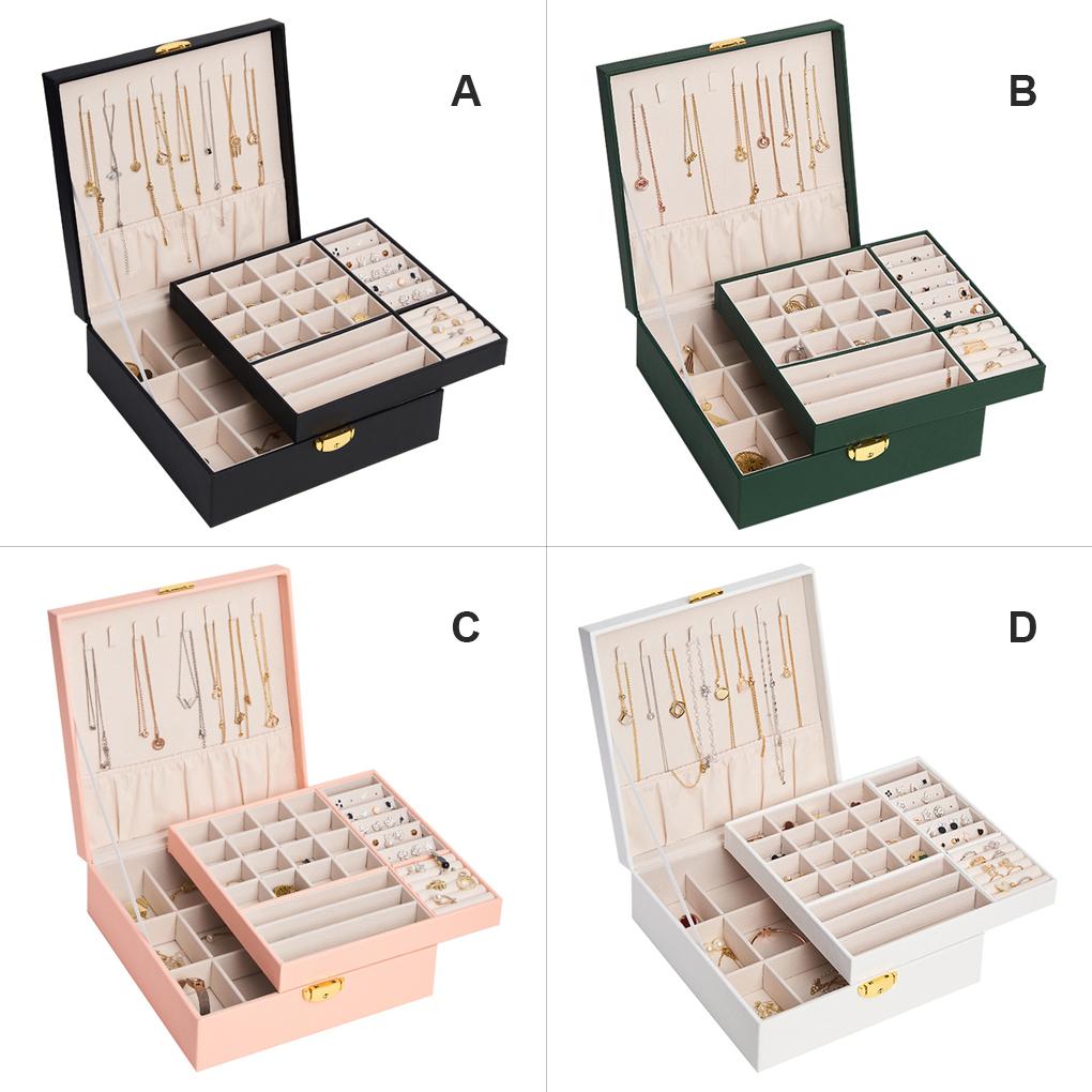 Vintage Doppelschichtiger Schmuckaufsteller Organizer Schmuck Aufbewahrungsbox Ohrringe Ringe Halter Reise Multifunktionsetui