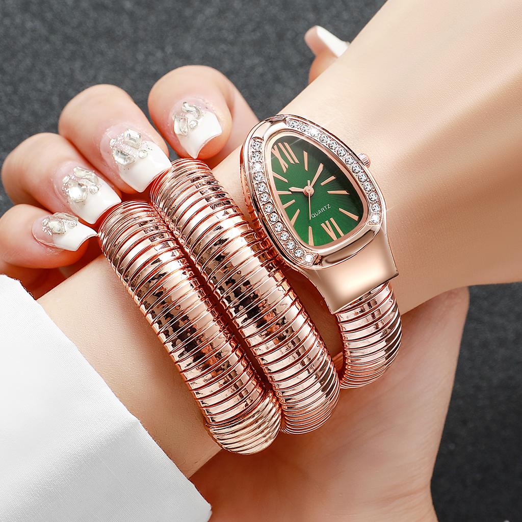 Fashion Women Snake Shape Quartz Watches Luxury Rhinestone Roma Dial Wristwatch Girls Clock Reloj Mujer