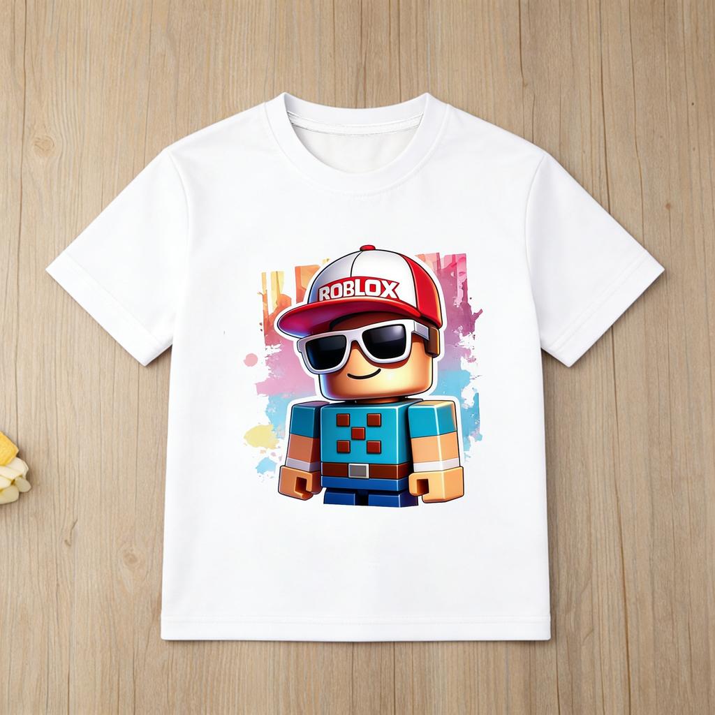 Roblox Detective Game Character Printed T Shirt for Kids Boys Girls Soft Cotton Short Sleeve Casual Tee Daily Wear Summer Tops