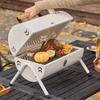 Holzkohlegrill, tragbarer, rauchfreier, doppelseitiger Holzkohlegrill aus Metall für Camping