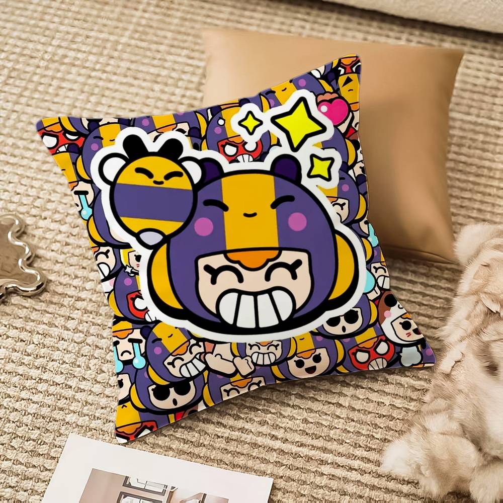 B-Brawl Anime S-Stars Pillow Case Anti-dustmite Pillowcase Invisible Zipper Silky Short Plush Sofa Cushion Cover