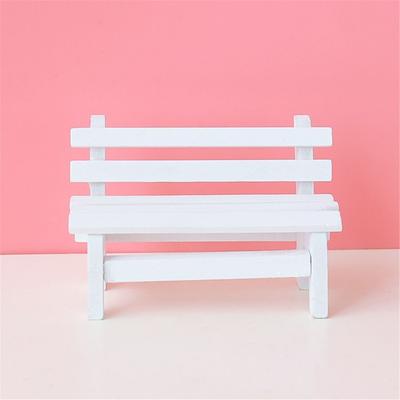 Wooden White Mini Chair Miniatures Stool Ornaments Figurines Decoration Crafts Garden Decor Dollhouse Furniture