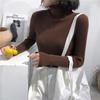 Maglione Dolcevita Lavorato a Maglia Elasticizzato Casual da Donna Slim Solido Inverno Autunno