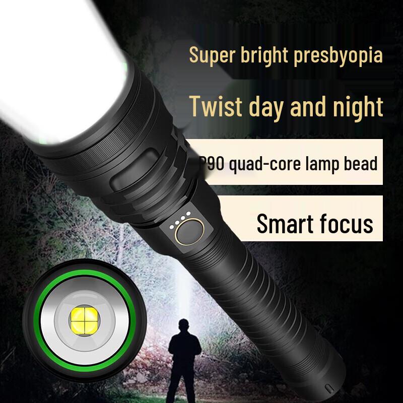 WIDE AWAKE P90 Quad-Core Zoom Rechargeable Flashlight